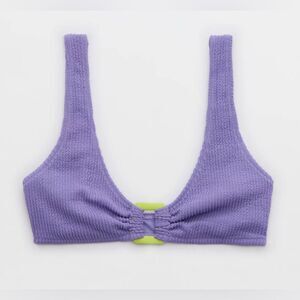 NWT Aerie Crinkle Ring Wide Strap Scoop Bikini Top in Solar Violet - Size S